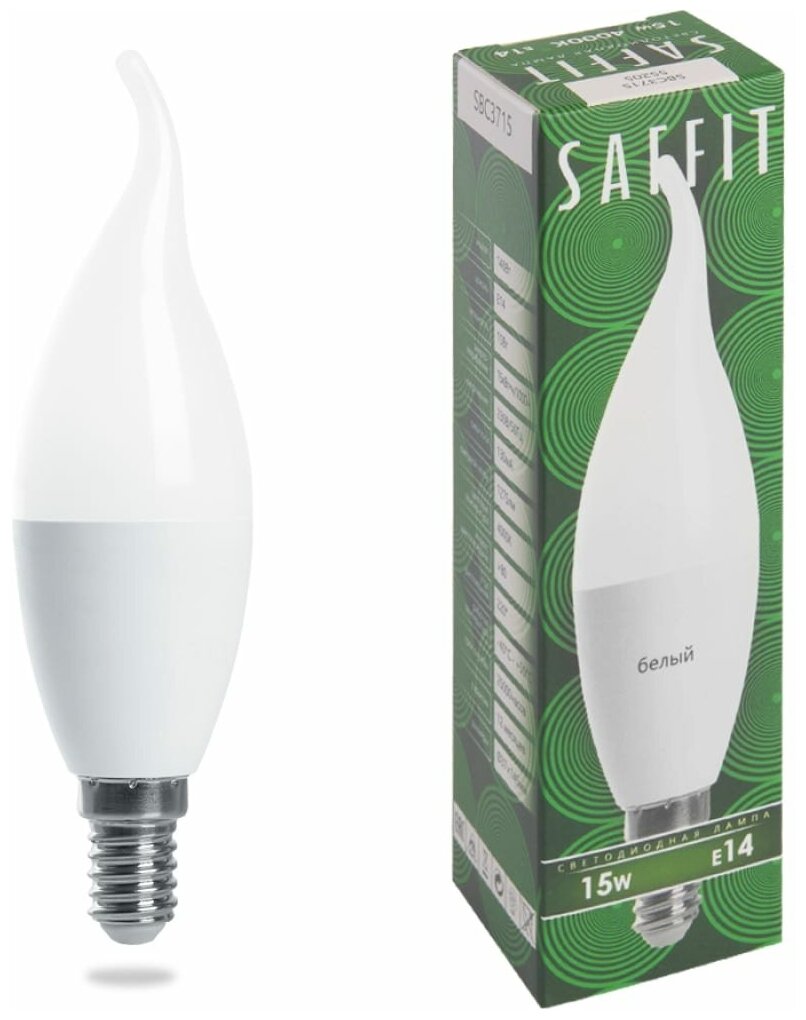 Лампа светодиодная Saffit E14 15W 4000K матовая SBC3715 55205