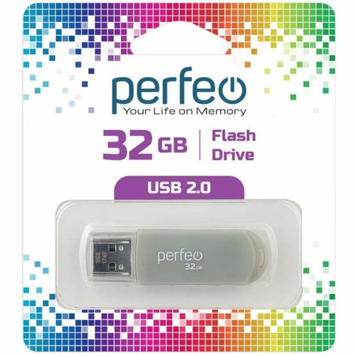 Флешка Perfeo С03 32 Гб серая флэш диск usb perfeo 32gb c03 grey pf c03gr032