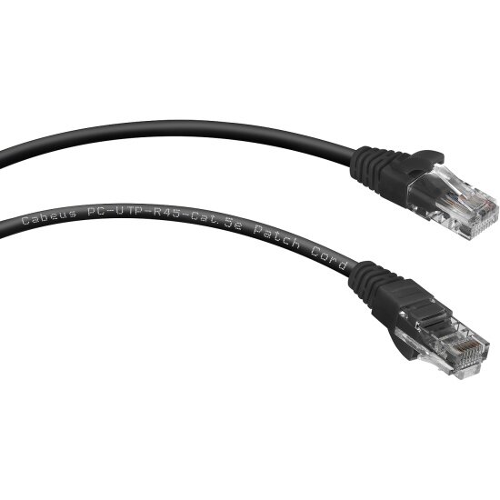 Патч-корд Cabeus U/UTP PC-UTP-RJ45-Cat.5e-1.5m-BK категория 5е, 2xRJ45/8p8c, неэкранированный, черный, PVC, 1.5м