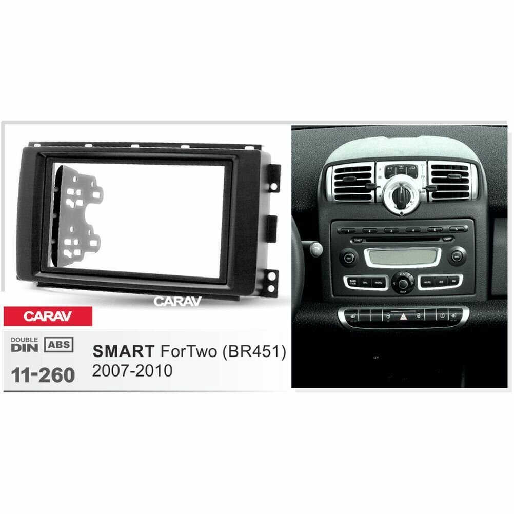 Рамка переходная 2-DIN для Smart ForTwo 2007-2010 CARAV 11-260