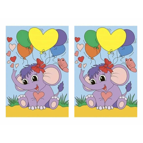 Картина по номерам Lori, Забавный слоненок, Ркн-038, 2 уп. комплект 8 наб картина по номерам для малышей забавный слоненок ркн 038