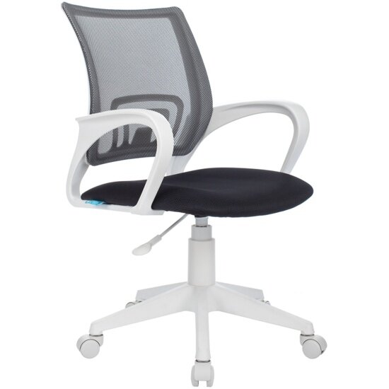 Кресло офисное Helmi HL-M95 R (W695) "Airy", спинка сетка серая/сиденье ткань TW серая, пиастра, пластик белый
