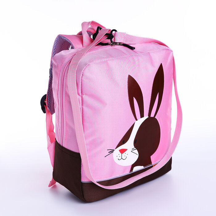 фото Рюкзак детский на молнии, светоотражающие элементы, цвет розовый