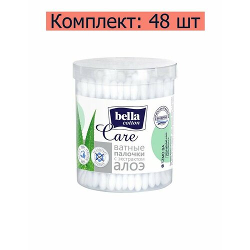 BELLA Палочки ватные Cotton Care с экстрактом алоэ в пластиковой банке, 100 шт в уп, 48 уп. / bella палочки ватные cotton care с экстрактом алоэ в пластиковой банке 100 шт в уп 4 уп