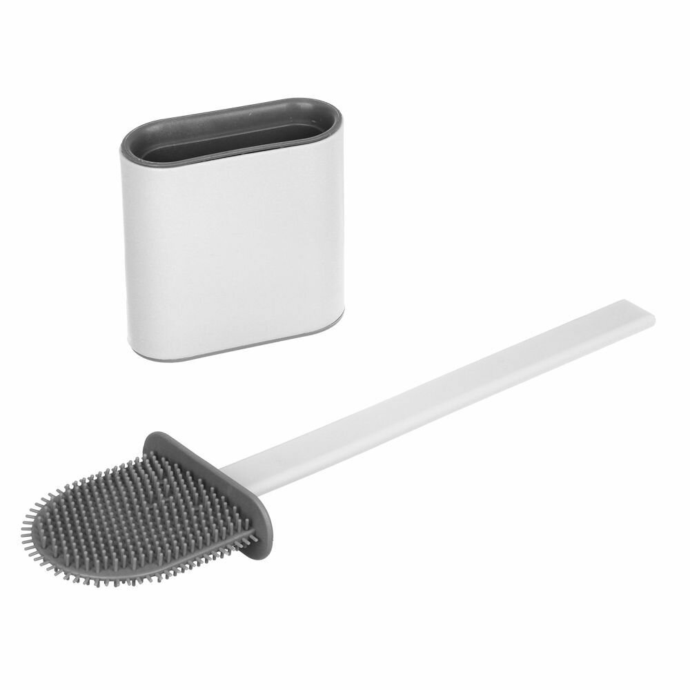 Изображение Ершик для унитаза VETTA, силиконовый, для труднодоступных мест, на стену, ерш для туалета, 10х36,5 см, белый