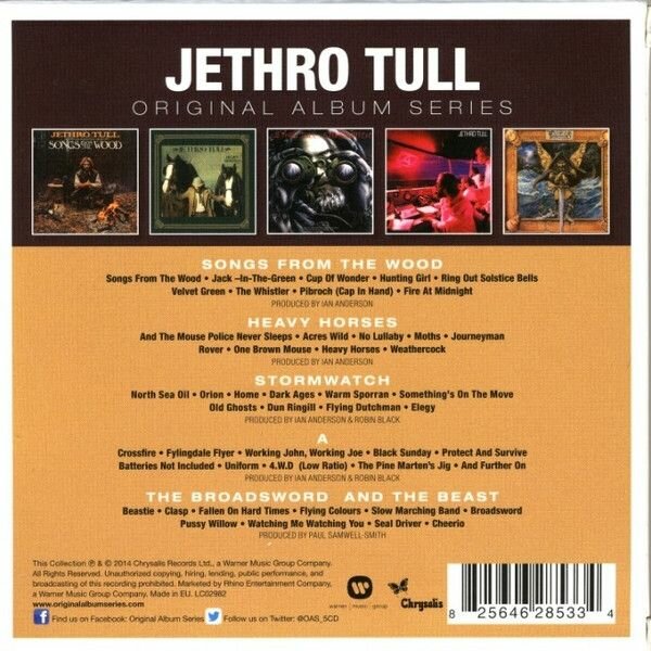 Компакт-диски, Chrysalis, JETHRO TULL - Original Album Series (Songs From The Wood / Heavy Horses / Stormwatch / A / The Broadsword And The (5CD) Медиа - фото №2
