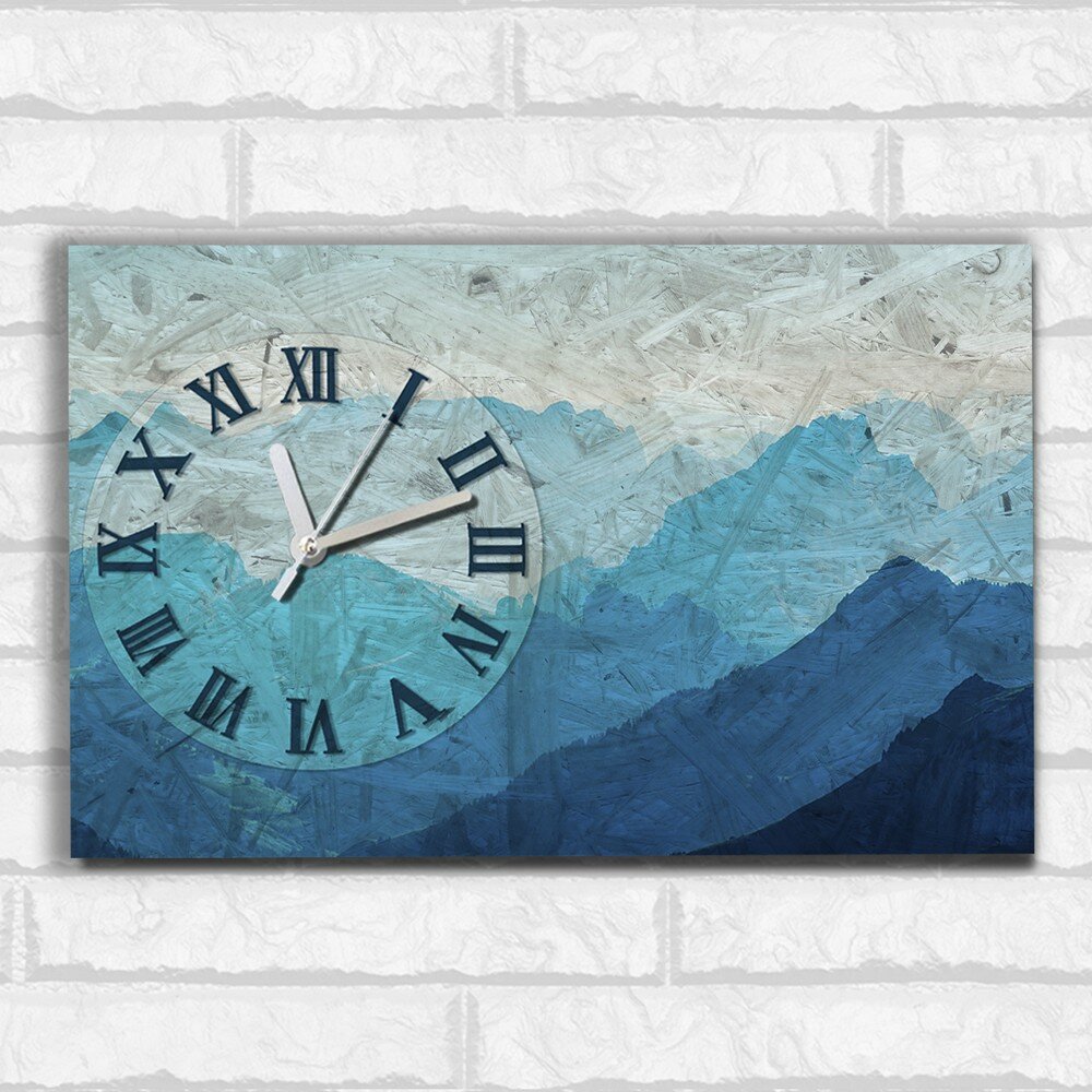 Настенные бесшумные часы ОСБ со смещенным циферблатом пейзаж Скалы (Планета, Закат, милота, Подарок для мамы, бабушки сестры, подруге) - 2518