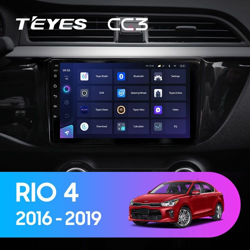 TEYES Магнитола CC3 4 Gb 10.2" для Kia RIO 4 2016 - 2019 Вариант комплектации F2 A - Рамка 10.2" Авто с "старт-стоп"; Авто без штатной камеры 32 Gb