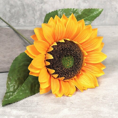 Подсолнух искусственный цветок для декора высота 77 см диаметр цветка 22 см 1 шт 399₽