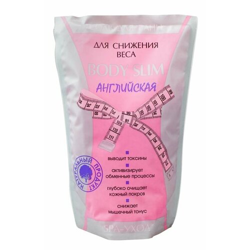 Средство для приготовления ванн Соль BODY SLIM (упак 1000г) для снижения веса Английская, 6 шт.