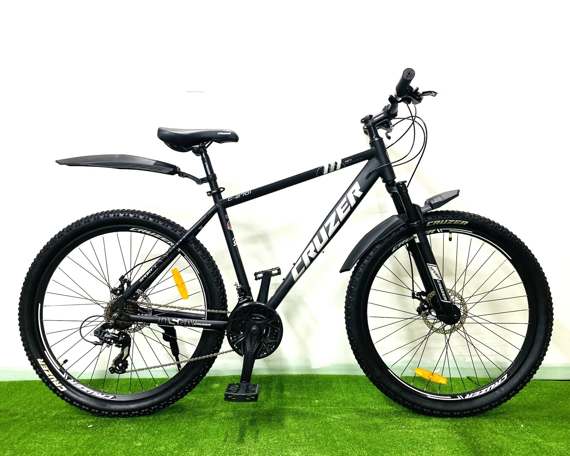 Горный велосипед "CRUZER" 27,5" 160/190 см, 24ск, чёрный/серый