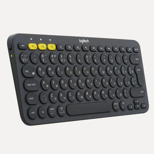Изображение товара Клавиатура беспроводная Logitech K380 Multi-Device Bluetooth Keyboard Gray серая, копактная, 79 круглых клавиш, Bluetooth 3,0, подключение до 3-х устройств одновременно