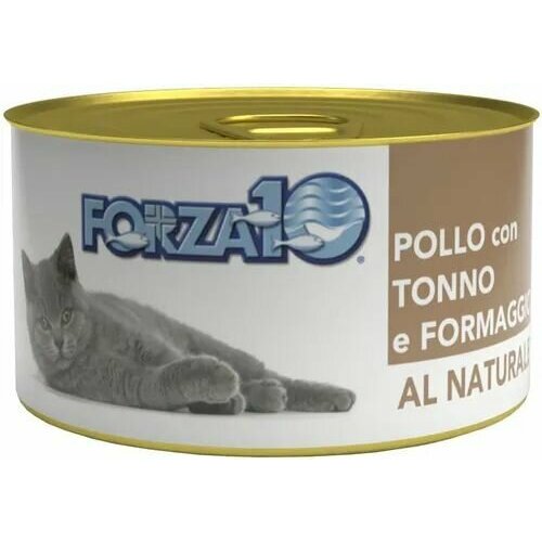 Консервы Forza10 Natural Pollo Tonno Formaggio влажный корм для взрослых кошек с курицей, сыром и тунцом - 75 г х 24 штКонсервы