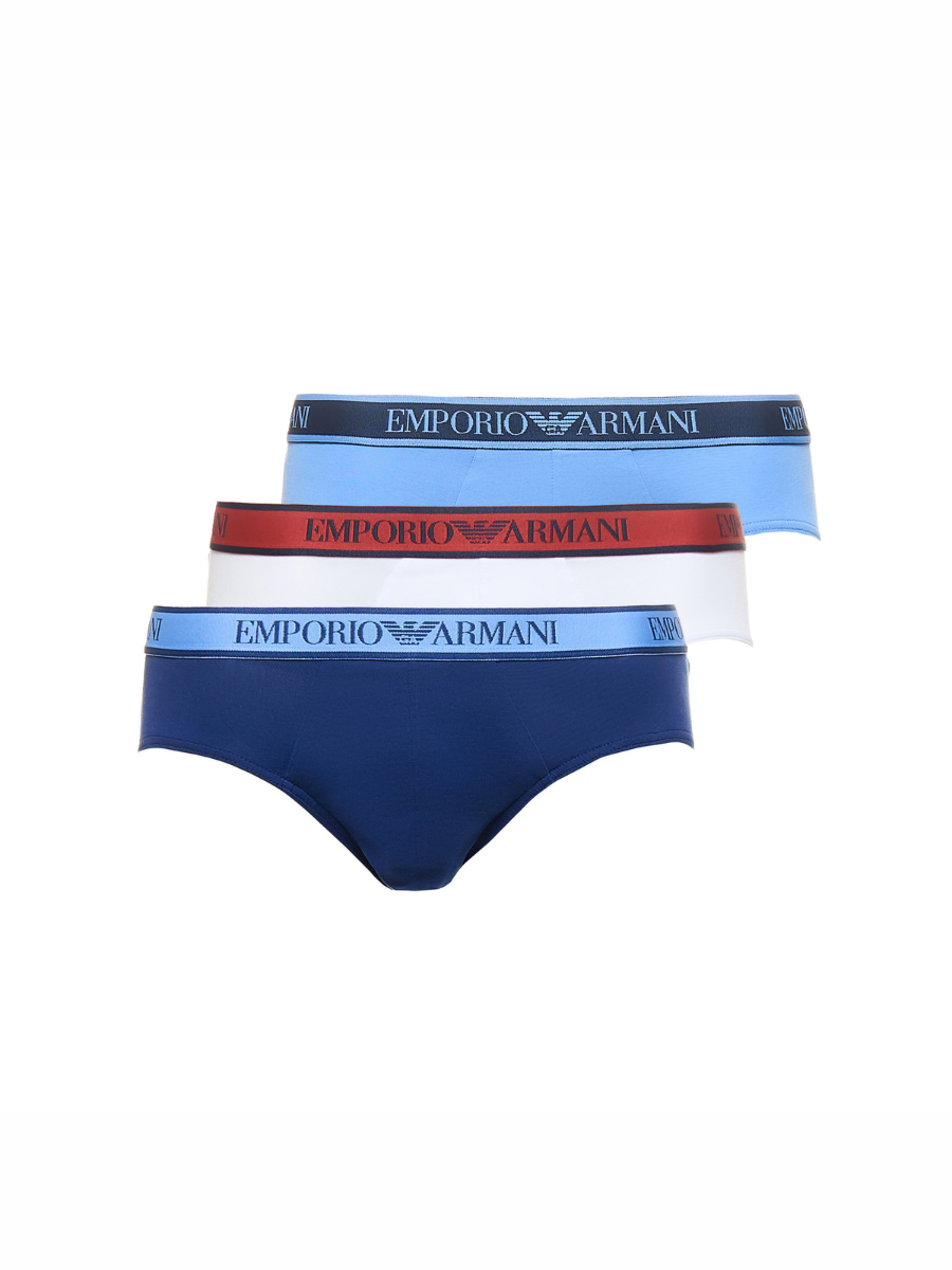Трусы EMPORIO ARMANI, комплект из 3 шт., размер XL, синий/голубой/белый