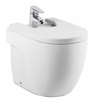 Биде напольное Roca Meridian 357247000 с горизонтальным выпуском с крышкой 8062AB004