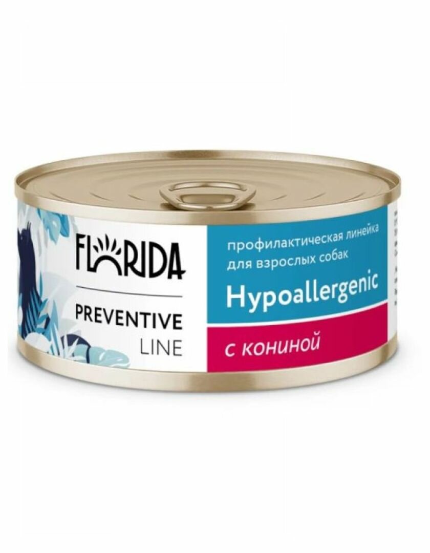 Florida Preventive Line Hypoallergenic консервы для собак при пищевой аллергии, с кониной - 100 г