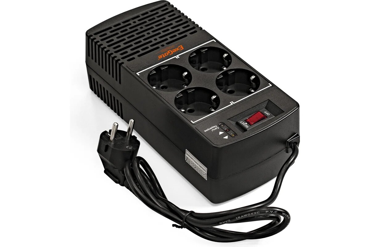 ExeGate Стабилизатор Power AD5000-1200 1200VA/600W, диапазон 150 .280В, 4 евророзетки 285940