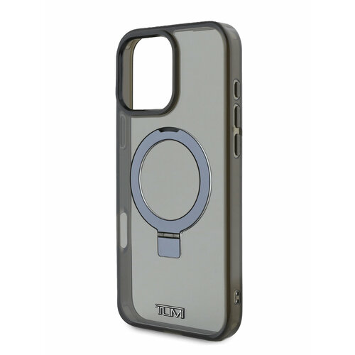 фото Tumi для iphone 16 pro max чехол pc/tpu + aluminium ring stand hard black (magsafe)