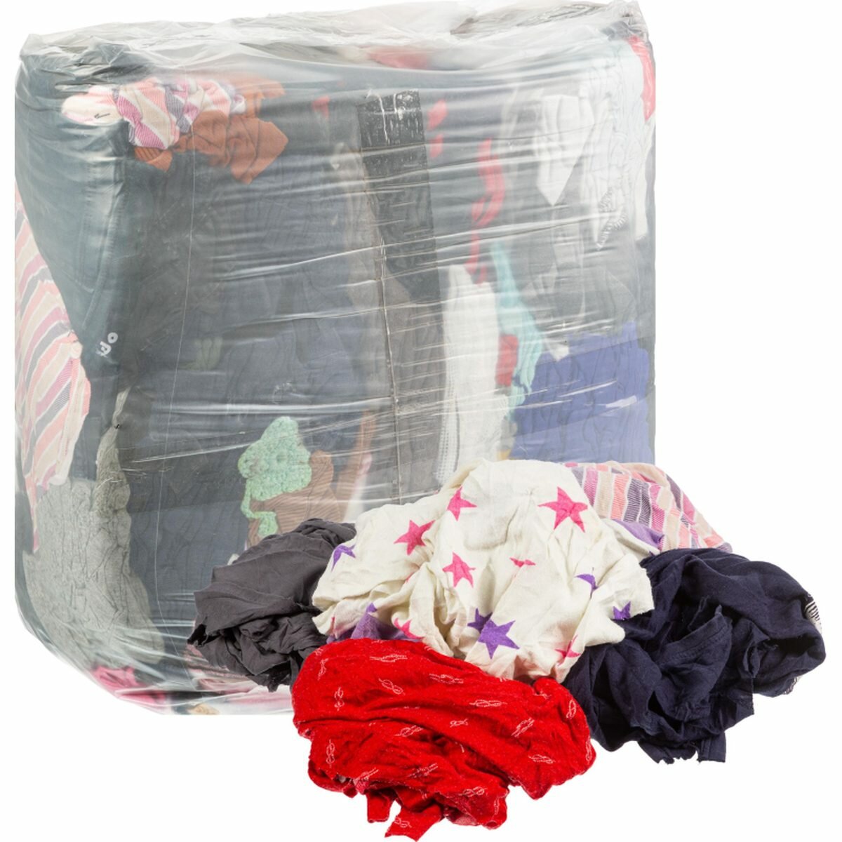 Ветошь хлопковая, ширина лоскута 20см, цветная, 10кг