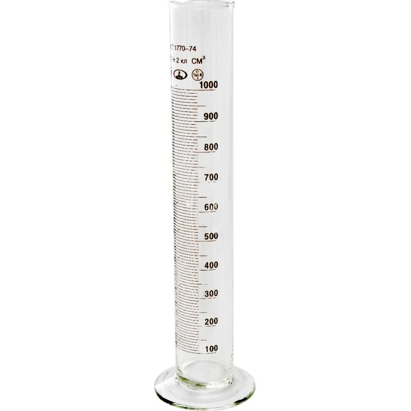 Цилиндр лабораторный КНР 1-1000-2 с носиком и стеклянным основанием, 2 шт (10004301)