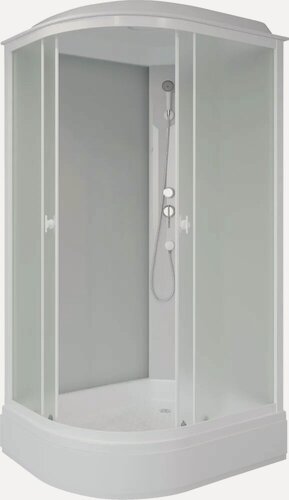 Изображение товара Душевая кабина Niagara Промо (Promo) P100/80/26R/MT стеклянная, 100x80, закрытая (с крышей), с матовым стеклом, без гидромассажа, средний поддон, с белым профилем, с функцией тропический душ