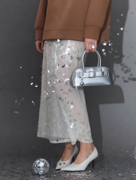 Сумка кросс-боди Evangelina May, фактура гладкая, серебряный — фото 1