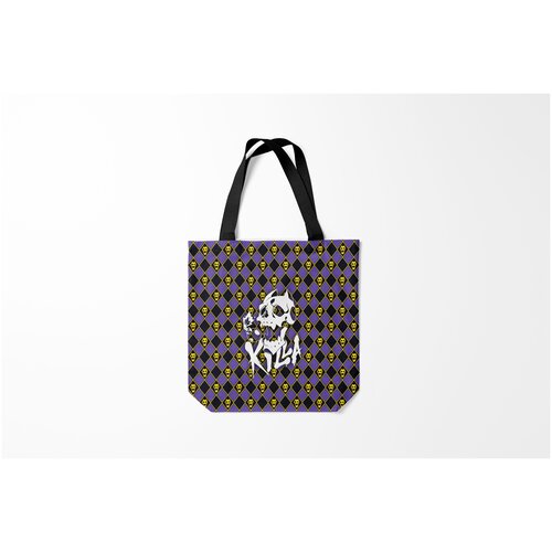 фото Сумка-шоппер / 40х40 см / аниме / jojo bizarre adventure killer queen белый череп на паттерне burnettie