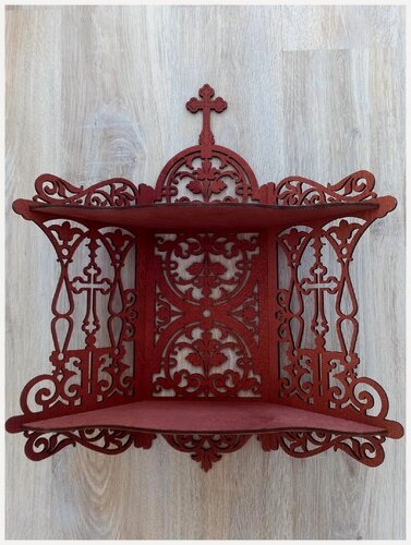 Изображение товара Полка для икон деревянная резная крашенная двухъярусная иконостас BOGATAstudio.