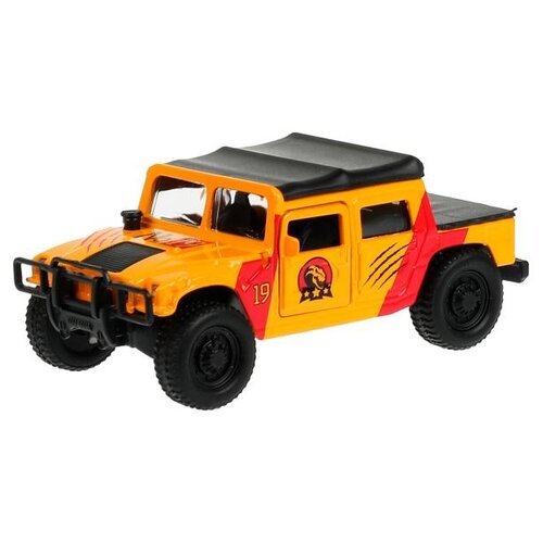 Внедорожник ТЕХНОПАРК Hummer SB-18-09-H1-DINO(WB) 1:36, 17 см, желтый/красный внедорожник технопарк hummer h1 военный sb 18 09 h1 m gy wb 1 12 12 см бежевый