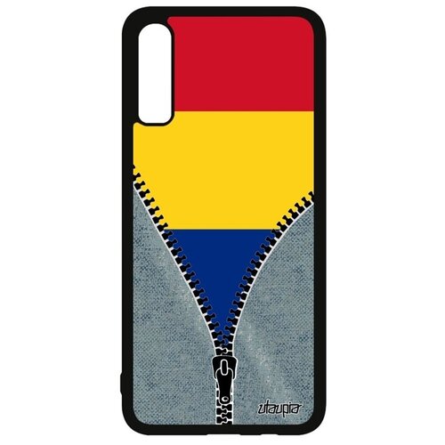 фото Яркий чехол для // galaxy a70 // "флаг румынии на молнии" стиль дизайн, utaupia, серый