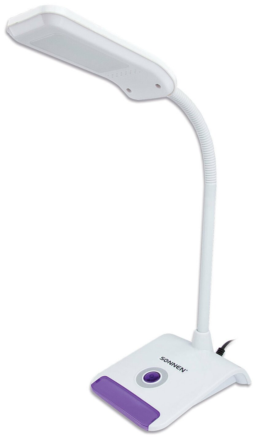 Настольная лампа-светильник SONNEN OU-147 подставка светодиодная 5 Вт белый/фиолетовый, 1 шт