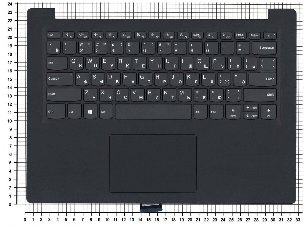 Клавиатура для ноутбука Lenovo Lenovo V14-IIL черная с черный топкейсом