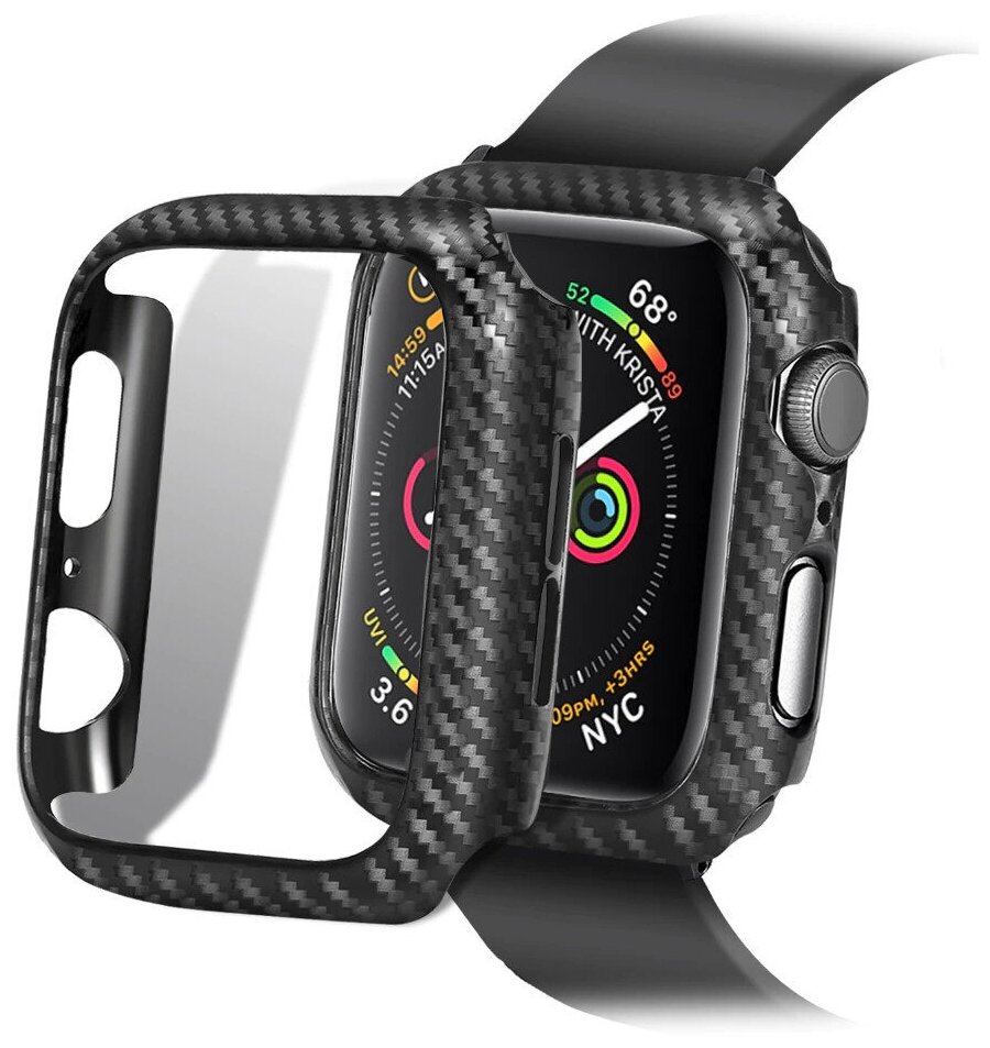 Защитный противоударный карбоновый чехол для корпуса Apple Watch Series 7/8 (эпл вотч) 45 мм