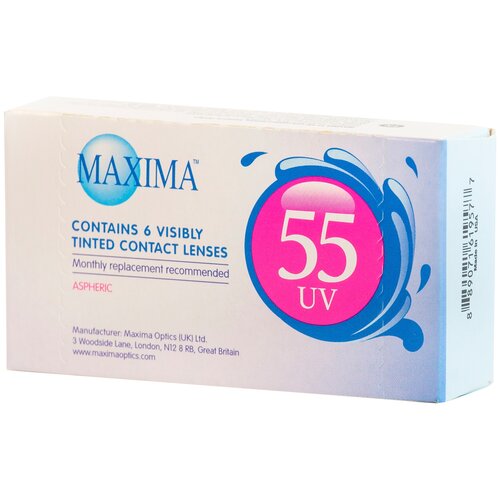 Контактные линзы Maxima 55 UV 1 месяц R. 8.6 SPH -2.25