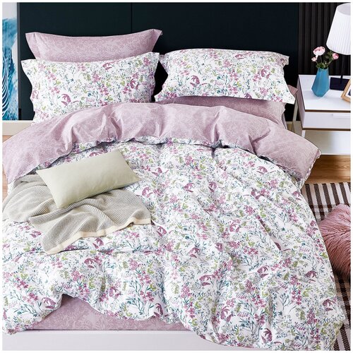 фото Комплект постельного белья сатин-комфорт розовый 15-102 хлопок 100%, 1,5-спальный, розовый tana