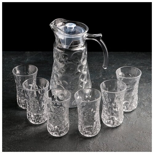 фото Набор питьевой «бабл», 7 предметов: кувшин 1,6 л, 6 стаканов 200 мл qwen