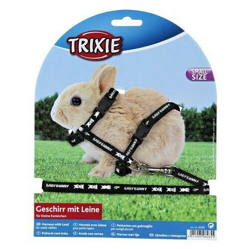 Trixie шлейка с поводком для крольчат 8 мм*1,2 м нейлон с рисунком