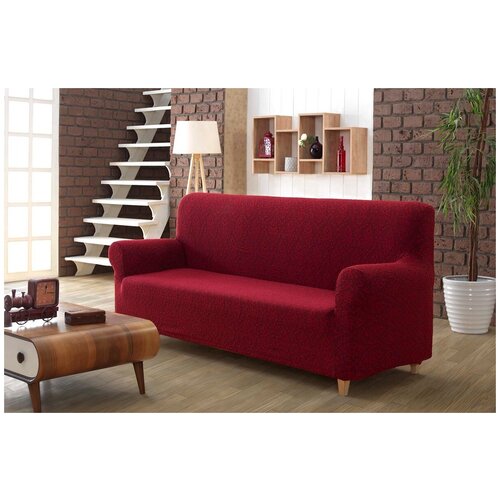 фото Чехол для 2-х местного дивана без юбки 2685 milano бордовый karna (бордовый), чехол на диван