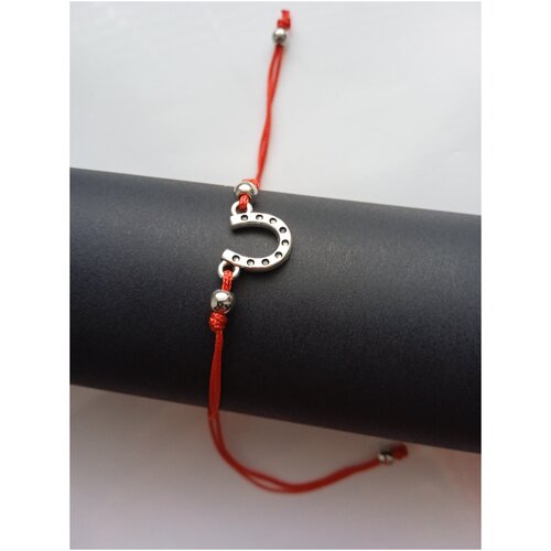 Браслет-нить, металл, размер 10 см, размер one size, диаметр 10 см, красный, серебряный