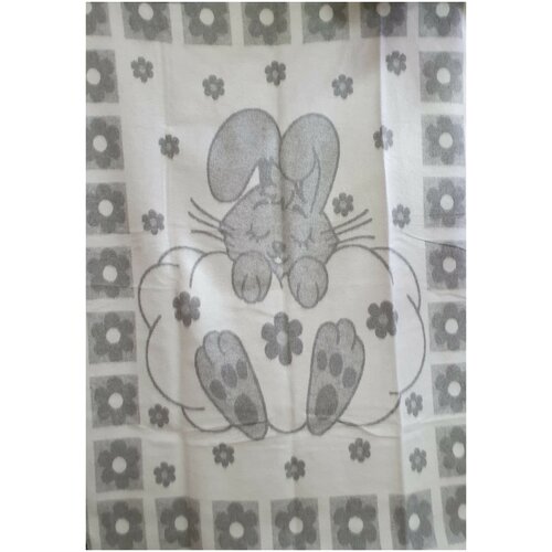 Одеяло байковое 100х118 рис. Зайка на облаке (серый) 5-30