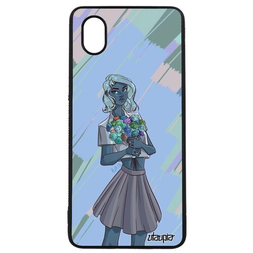 фото Красивый чехол на телефон // galaxy a01 // "девушка и цветы" розы модель, utaupia, голубой