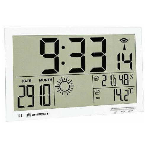 Метеостанция настенные часы Bresser MyTime Jumbo LCD белая 2327100₽