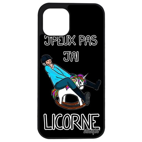 фото Ударопрочный чехол на телефон // apple iphone 12 mini // "не могу - у меня единорог!" надпись крутой, utaupia, черный