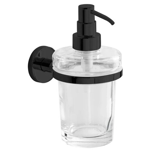 Дозатор для мыла INDA ONE A24120NE03 , настенный, цвет держателя черный матовый, дозатор экстра прозрачное стекло и черный матовый