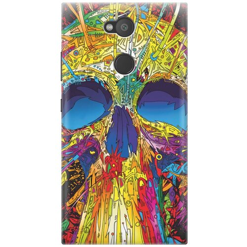 фото Re:pa накладка transparent для sony xperia l2 с принтом "череп красок"