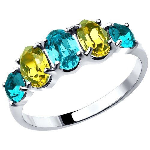 фото Серебряное кольцо sokolov 94012565 с кристаллом swarovski diamant-online