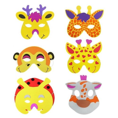 маска карнавальная пластиковая леди волшебство микс цветов Карнавальная маска «Животные», виды товар микс (микс цветов, 1шт)