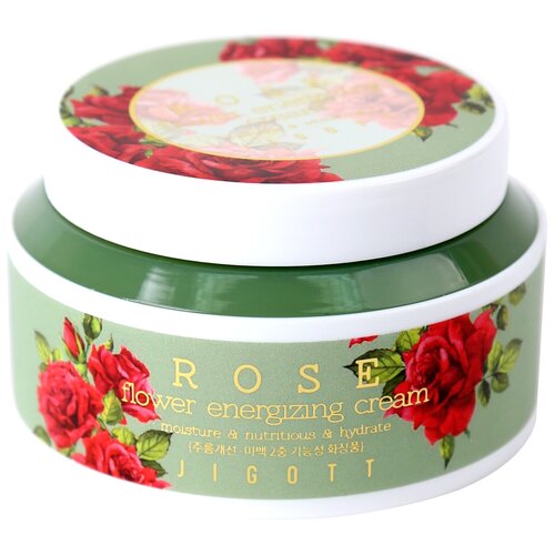 Jigott Rose Flower Energizing Cream Тонизирующий крем для лица с экстрактом розы, 100 мл крем для лица корейский ампульный