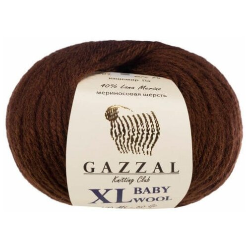 Пряжа Gazzal Baby Wool XL (Беби Вул) - 5 мотков Цвет: Коричневый (807), 40% мериносовая шерсть, 20% кашемир, 40% акрил, 100м/50г