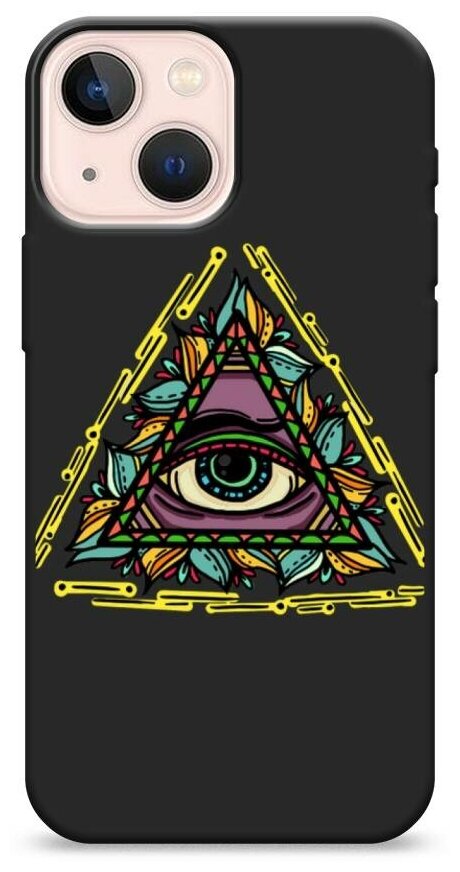 Матовый силиконовый чехол "Всевидящее око арт" на Apple iPhone 13 mini / Айфон 13 мини